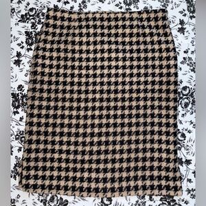 Houndstooth Tweed Mini Skirt Black Cream Lined Preppy Size 10 Jaclyn Smith